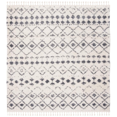 Safavieh 6 ft. 7 in. x 6 ft. 7 in. Berber Fringe Shag Power-Loomed Square Rug - Cream & Dark Gray BFG516A-7SQ